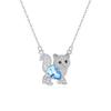 S925 Silver Cat Pendant Necklace Natural Crystal Choker Chain for Women