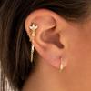 Romantic Women's Tassel Chain Stud Earrings Multi-Piercing Fashionable Brass Jewelry Tear Drop CZ Zircon Stone Triple Row Cross