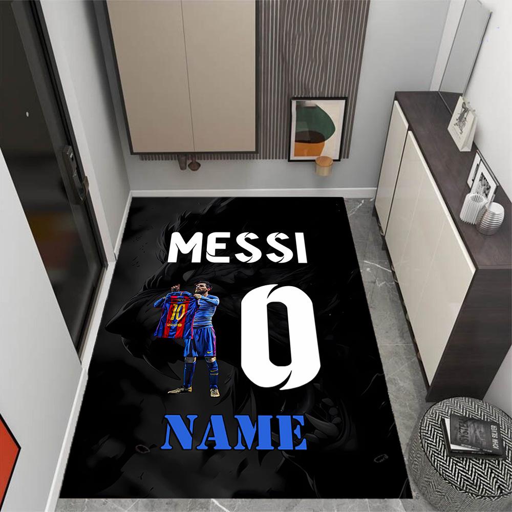 Messi's Celebration Moment Personalized Name Carpet Design for Dining Room Decorate room Hallway Kitchen Anti-slip Rug Anime Office Decor