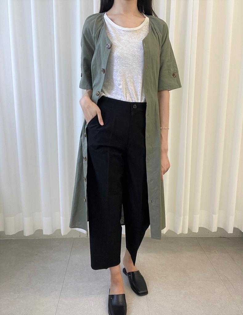 Olgangdijainseutyudio Open-Faced Linen Belted Dress