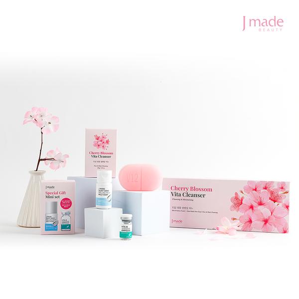 J-Hergestellt Seife handgemacht Kirschblüte Vitamin feuchtigkeitsspendend reinigend 3-teiliges Set, 3 Stück, 100g