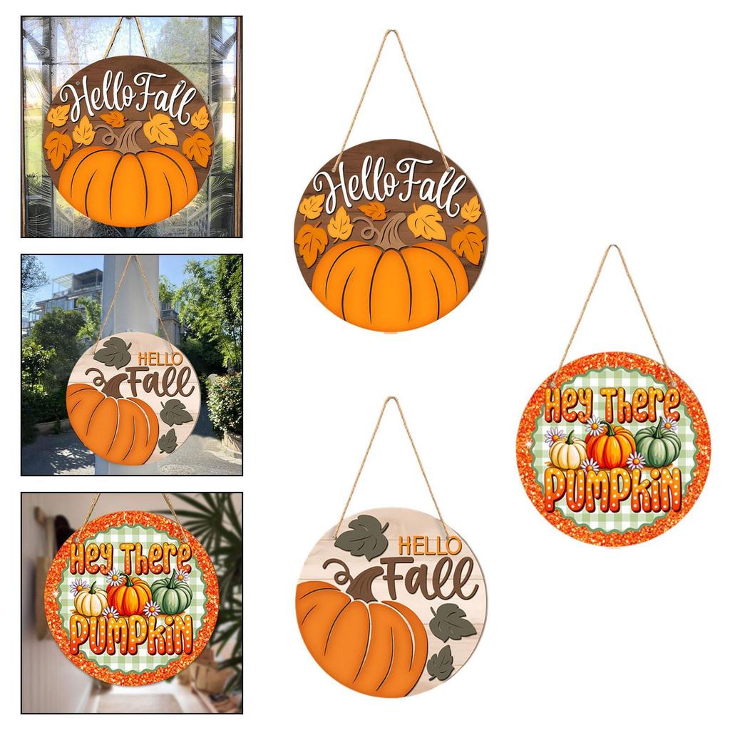 Fall Hanging Sign for Family Multifunctional,Round Wood Ornament Decoration for Wall,Office Front Door Living Room Farmhouse