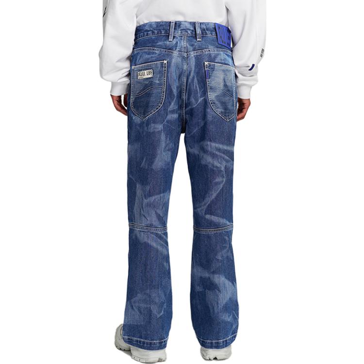 Lee × Roaringwild Collaboration Laser Print Straight Cut Denim Pants Men bottoms Medium-Dark-Blue LUB0068776JN00FA04704
