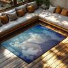 Water Droplet Blue Area Rug, Leaf Vein Pattern Carpet with 3D Effect, Plush Non-Slip Living Room Mat for Modern Zen Decor