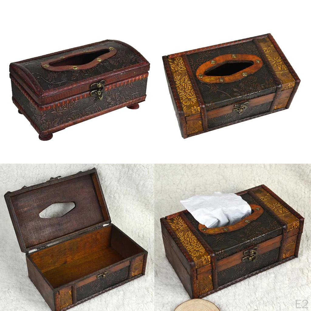 Wood Rectangle Tissue Box Napkin Holder Organizer , A