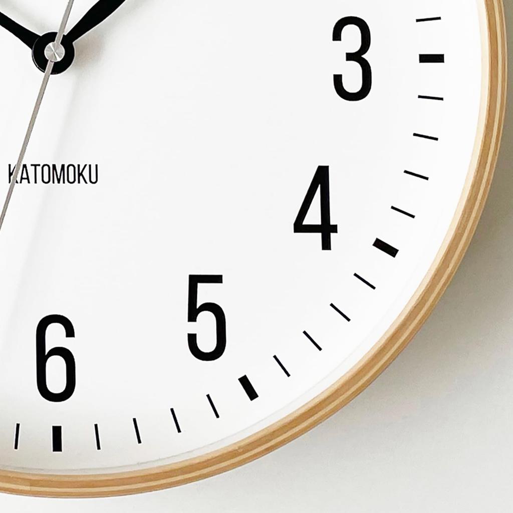 KATOMOKU Plywood Clock 19, Natural, km-111NA, Wall Clock with Continuous Second Hand, 30.4cm Diameter (quartz Clock)