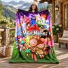 Cookie Run Kingdom Custom Name Flannel Blanket Personalized Soft Warm Plush Throw Blanket Customized Gift for Family Friends