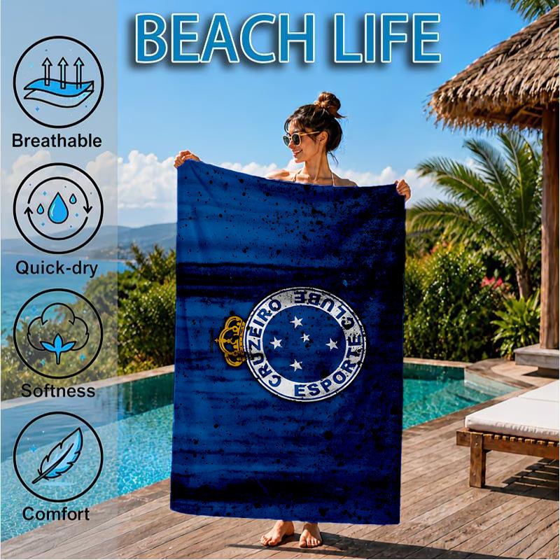 Fc Emblem Printed Microfiber Beach Towel, Soft And Absorbent, Quick-Dry, Ideal for Summer Travel, Beach Essential, Swimming Pool