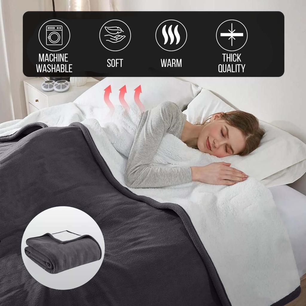 480GSM Heavy Sherpa Fleece Blanket – Double-Sided Warm Throw for Couch, Bed, Office and Travel, Reversible All Season Comfort, Room & Sofa Decoration
