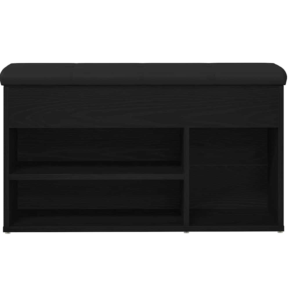 Shoe Bench with Shelf Black 80 x 30 x 45 cm Engineered Wood