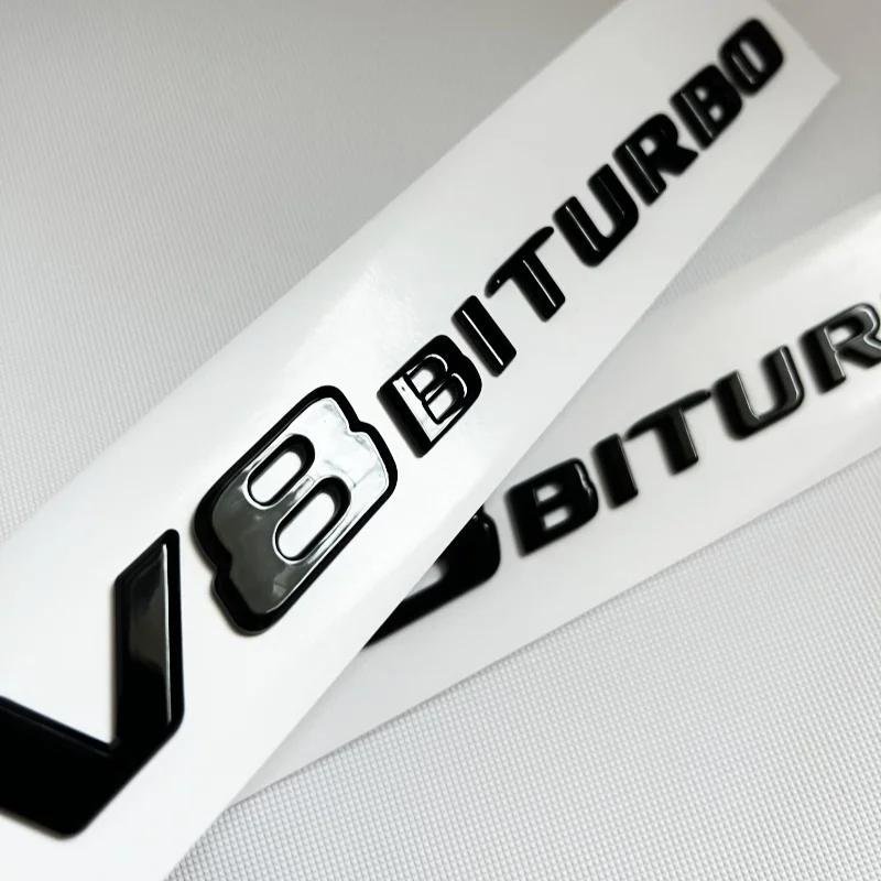 3D Schwarze C63S Logo Buchstaben V8 BITURBO Plakette Auto Heck Stern Aufkleber Kofferraum AMG Emblem Für Mercedes Benz AMG W205 C205 Zubehör