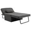 4-in-1 Single Armchair Convertible Chair Bed Pouf Reclining Backrest 5 Levels Folding Footrest, Load 200 Kg, Metal Frame and Linen Fabric Gray