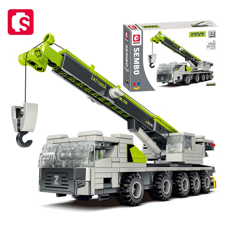 Non-Toxic Sembo City Construction Engineering Vehicle Excavators Crane Bulldozers Concrete Mixer Truck Building Blocks Car Bricks Kid Toys