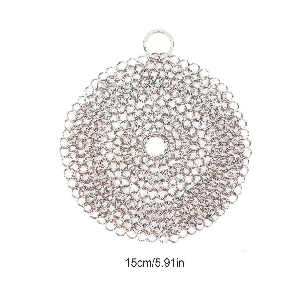 Cast Iron Cleaner with Hanging Ring Cast Iron Scrubber Stainless Steel Pot Pans Cleaning Scrubber for Griddle Skillet Dutch Oven