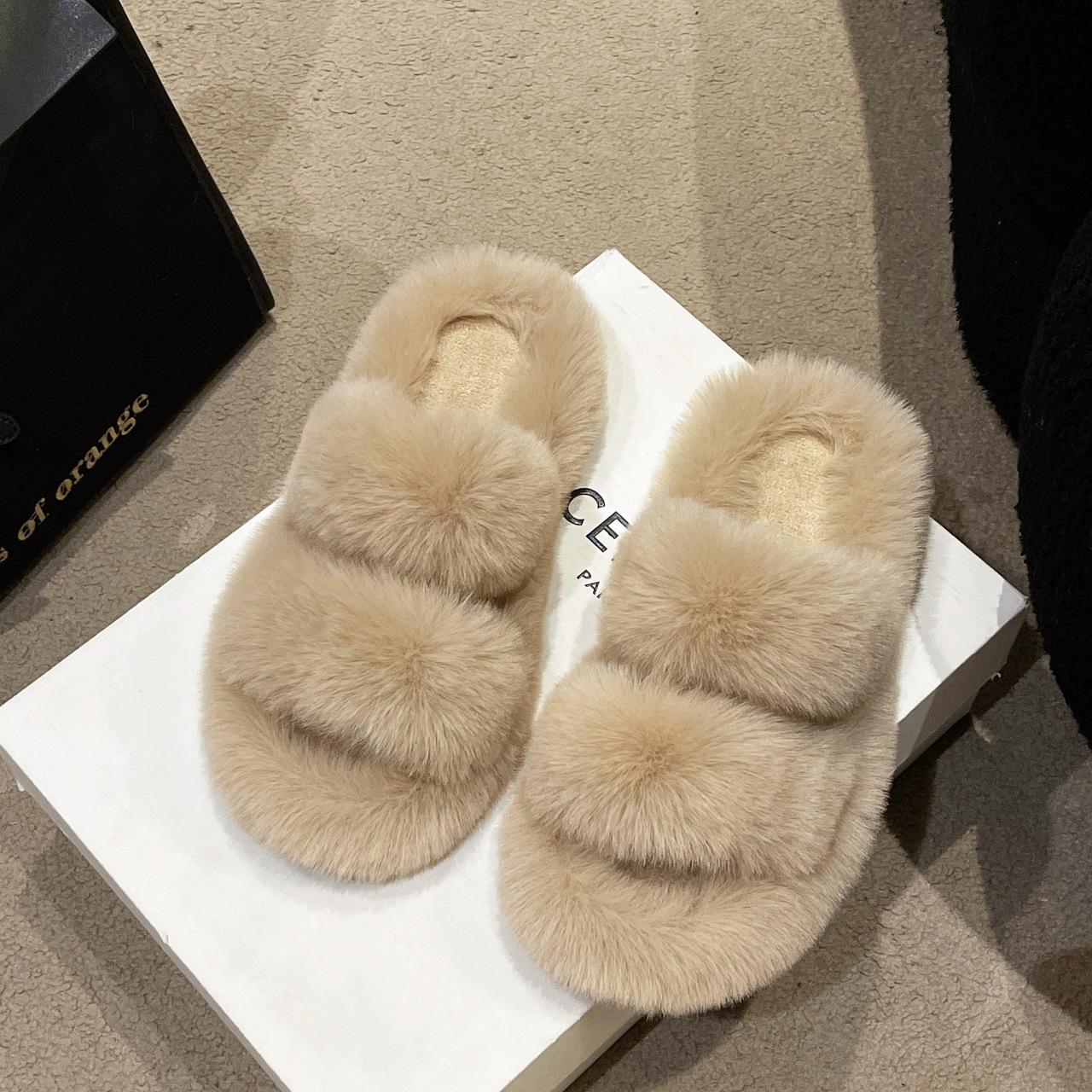 

Foreign trade Europe and the United States solid color cotton slippers outer wear round head indoor home shoes Mao Mao slippers 40 хакі