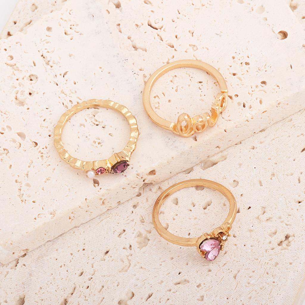 European and American Jewelry Light Luxury Diamond Butterfly Flower Leaf Gemstone Ring Niche Love Ring Set
