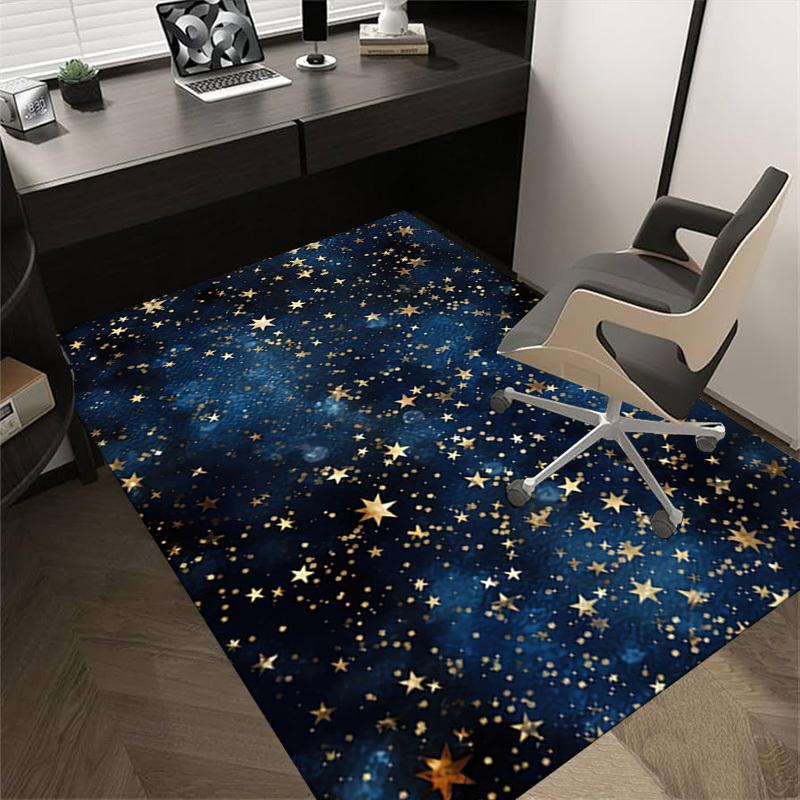 Stars Night Crystal Velvet Office chair mat Area Rug - Non-Slip, Floor Mat, Office Desk Chair Rugs,Christmas Gift-1106102