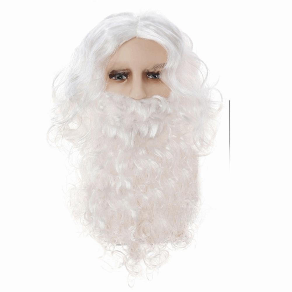 Full Set Santa Beard Wig Long Curly Hair Beard And Wig Set Santa Claus Beard Wig  Cosplay Santa