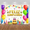 Spanish Happy Birthday Theme Background Supplies Colorful Balloon Birthday Party Decor Backdrop Banner Kid Gift Photo Shoot Prop