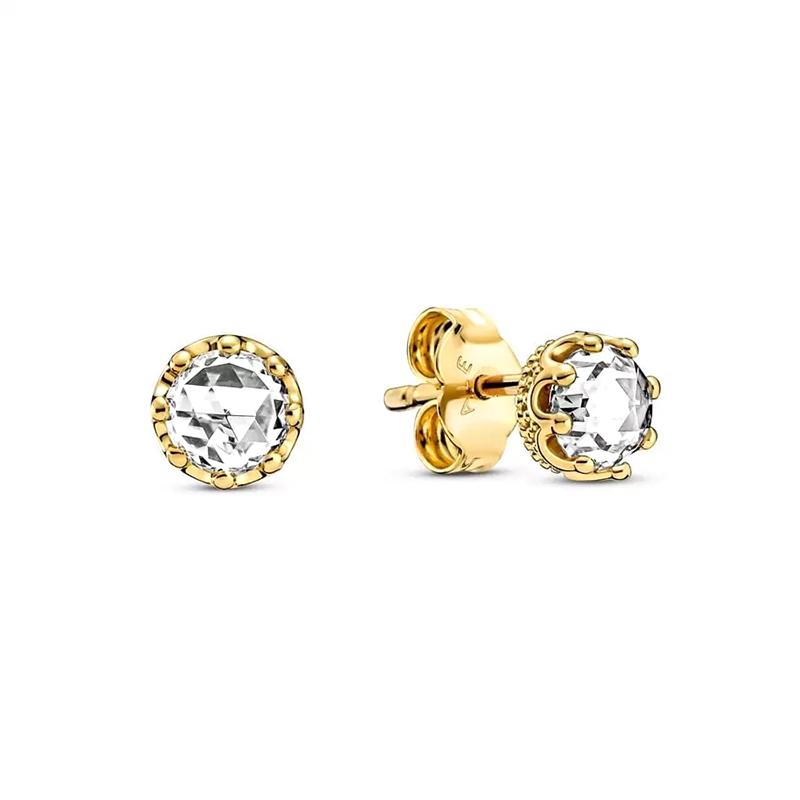 Authentic 925 Sterling Silver Circle & Infinity Stud Earrings Square Sparkle Stud Earrings For Women Europe Gift Diy Jewelry