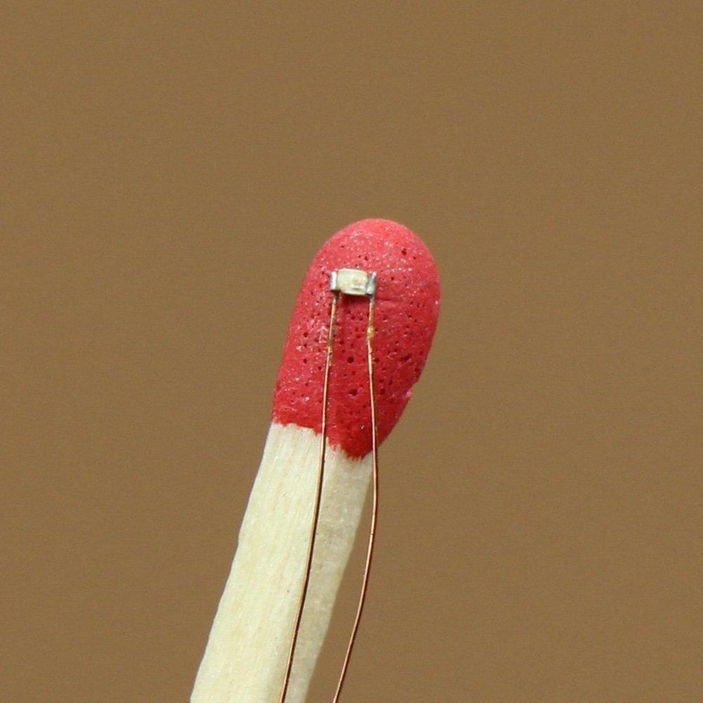 Miniature SMD 0402 Chip with Copper for Model and Dioramas LEDs, Yellow, 20-Pack, 0.1mm Wire, Trains, Railways, Buildings,