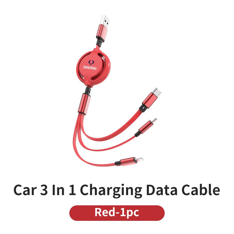 

Car Interior 3 In 1 Extendable Fast Charging Type C Cable Accessories For SsangYong Actyon Korando Rexton Kyron Rodius Tivoli Mu