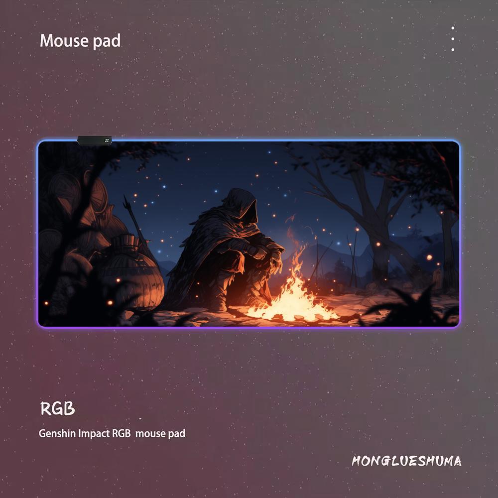 D-Dark SoulsES Mouse Pad RGB Gaming Mouse Pad Desk Mat HD Gamer Large LED Light XXL MousePads