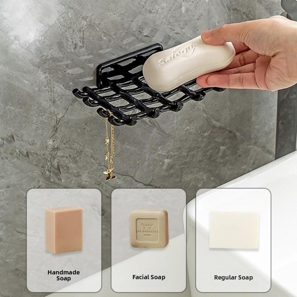 Drainage Shelf Wall Mounted Soap Box No Punching Wall Mounted Soap Rack Shelf Waterproof High-end Design Soap Holder