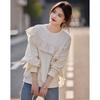 Demana French Lace Trim Round Neck Sweatshirt