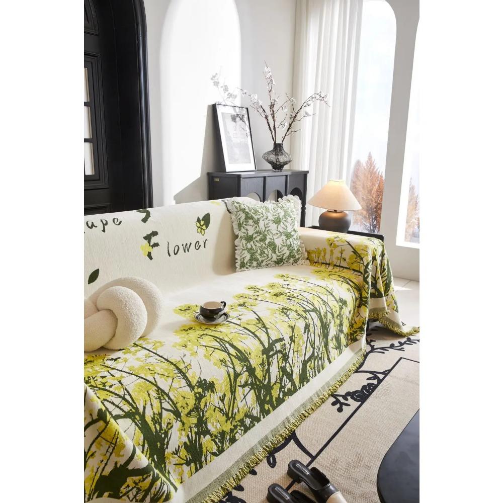 

Чехол для дивана в скандинавском стиле из шенилла, пледы для гостиной, парная позиция, современный рапсовый цветок, походное одеяло для пикника 180x130