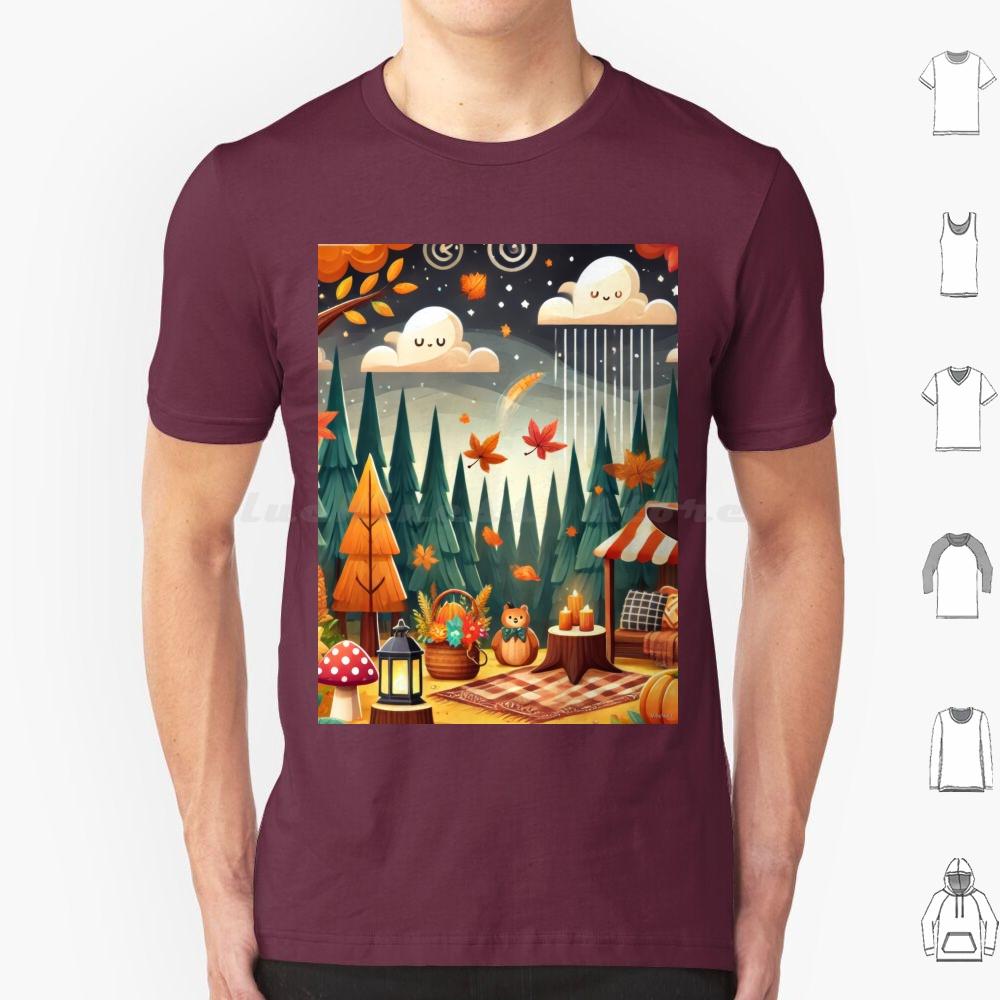 Enchanted Autumn Forest T Shirt Men Women Kids 6xl Autumn Fall Forest Enchanted Whimsical Seasonal Leaves Nature Cozy Cute