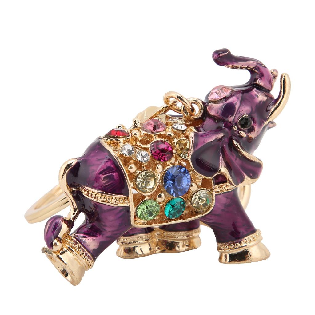 Keychain Exquisite RhinestoneEncrusted Elephant Car Bag Pendant for Girl Birthday Gift(Purple )