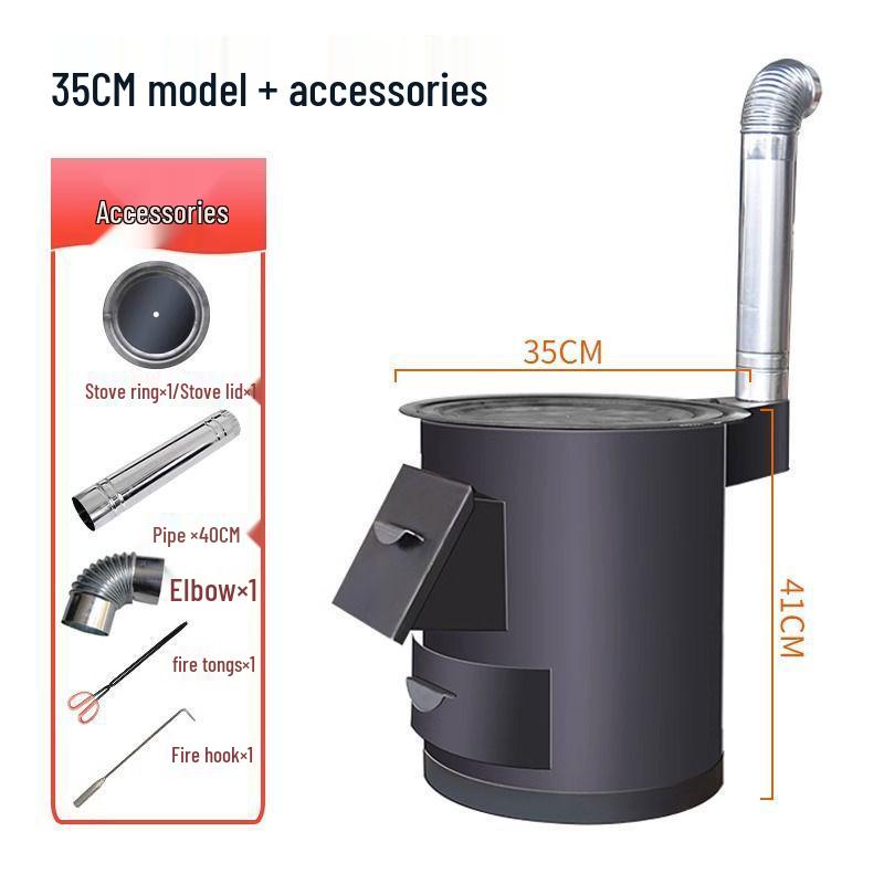 Φορητή Σόμπα Ξύλων Σιδήρου Χωρίς Καπνό: Εσωτερική & Εξωτερική Ενεργειακά Αποδοτική Ξυλόσομπα με Μεγάλο Τραπέζι για Κατσαρόλα