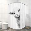 Adorable Lamb Shower Curtain - Cute Fluffy Sheep Peeking, Monochrome Style, Washable Polyester, Bathroom Or Garden Decor