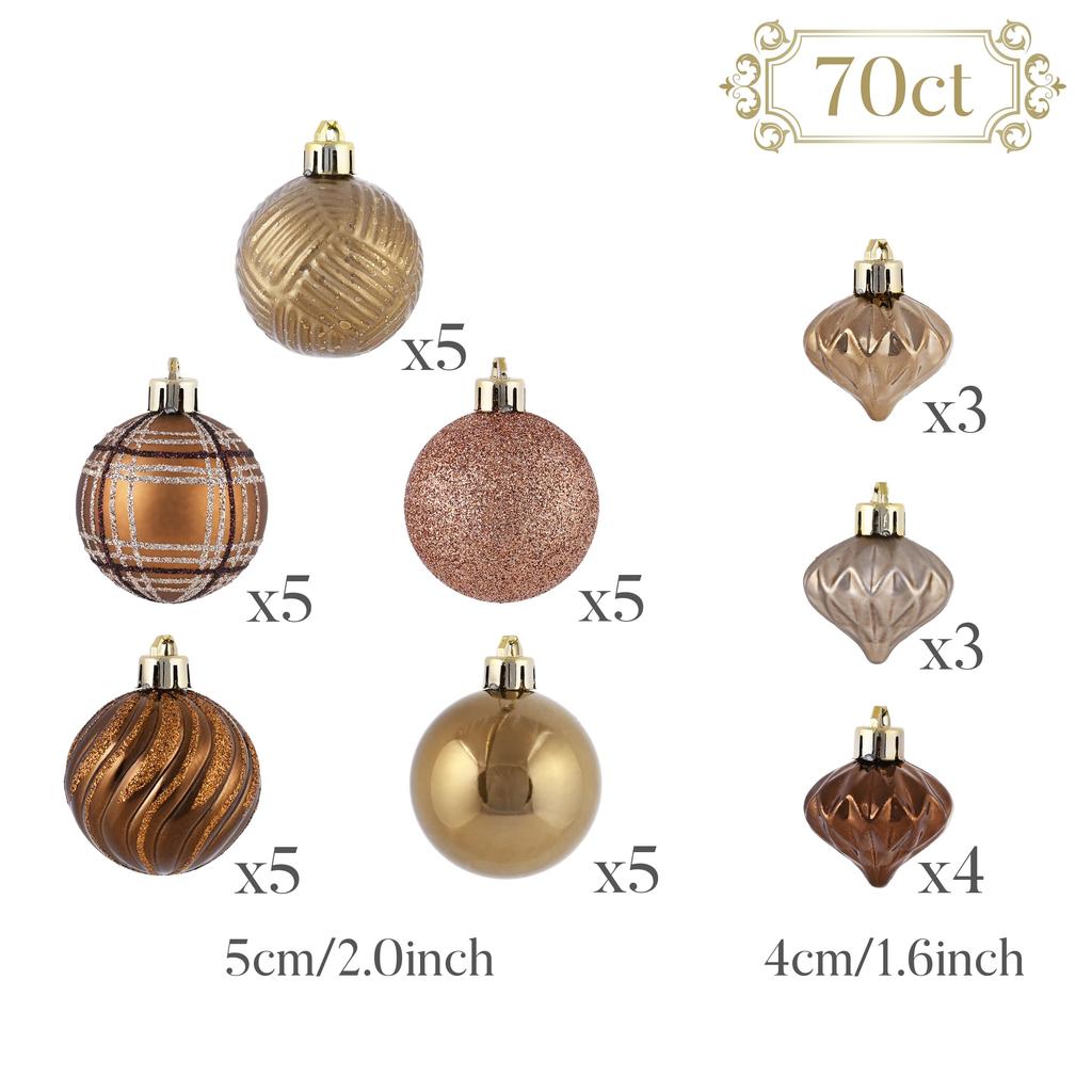 Valery Madelyn Christmas Gold and Nordic 5cm Set of Christmas Tree Stylish and and Copper Ornaments, Copper, Style, Luxurious, Balls, 35, Decorations,