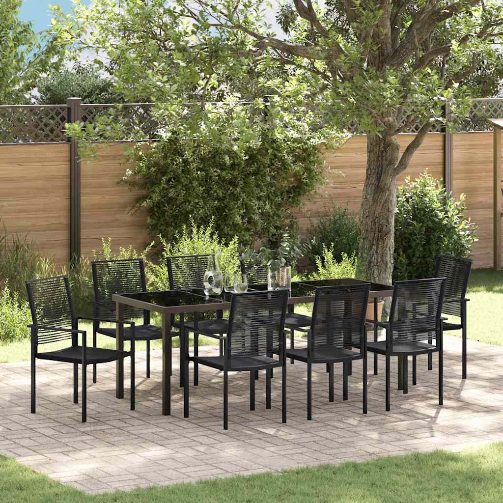 Garden Dining Set 9 pcs Black Powder Coated Steel