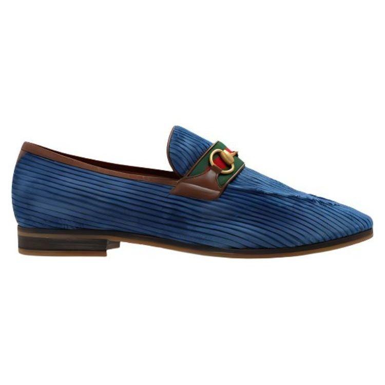 Gucci Horsebit Loafers Men's Blue 759474 FACIR 4257