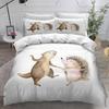 Printed Flower Hedgehog Duvet Cover Set Super Soft Comfortable 100% Polyester Bedding Set Cute Cartoon Kids Bed Linens Girl Boy