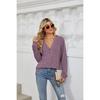Fall Winter New Women's Solid Color Ribbed Brushed Button Loose Long Sleeve T-shirt Amazon Cross-border European American Style