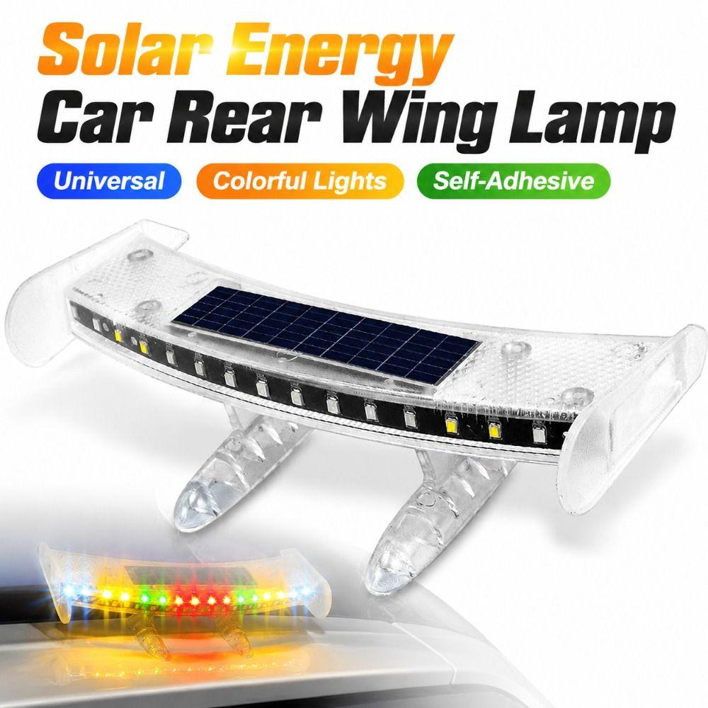 Mini Car Rear Wing Lamp Solar Energy Car Ambient Lighting Trunk Warning Light  Car Exterior Trim