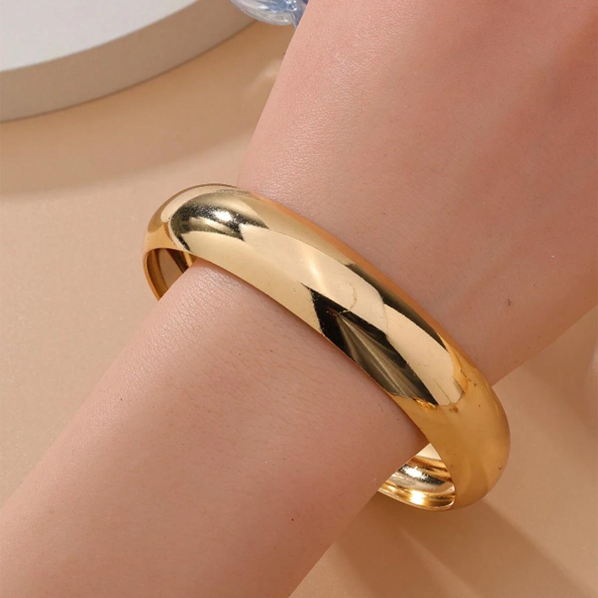 

Золотой простой круг, большой, средний и маленький, персонализированный широкий браслет, наслоенный модный браслет, тот же браслет для мужчин и женщин 15MM