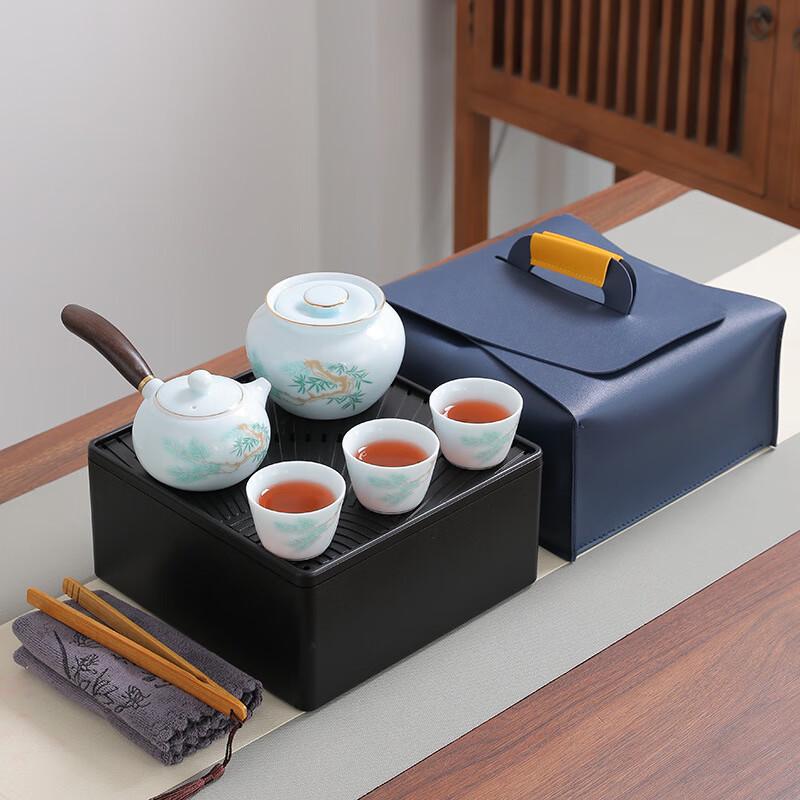 Blue and White Porcelain Travel Tea Set