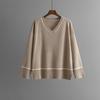 Fall Winter Lazy Wind Loose V-Neck Pulllover Sweater Suit Women's Solid Color Long Sleeve Knit Wide Leg Pants Two Piece Set