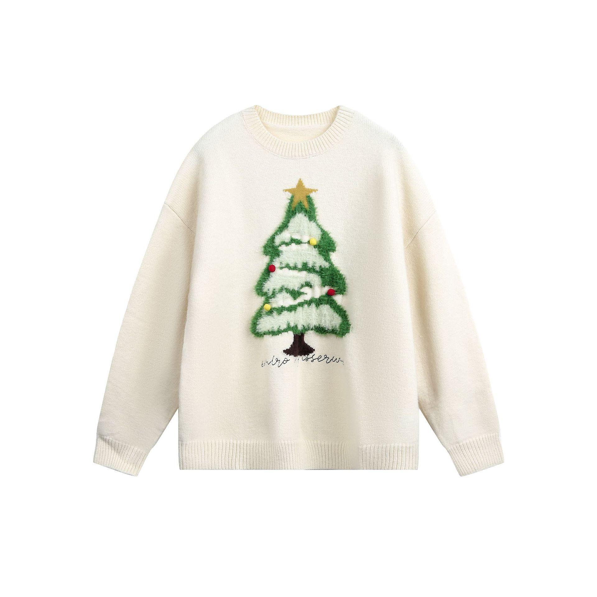 Men s Jacquard Christmas Tree Sweater - Winter Thick Pullover for Couples XXL