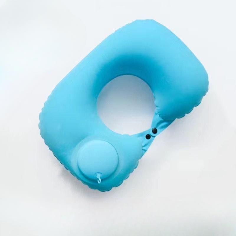 Press type inflatable U-pillow U-shaped airplane headrest Portable outdoor travel pillow Foldable neck pillow nap
