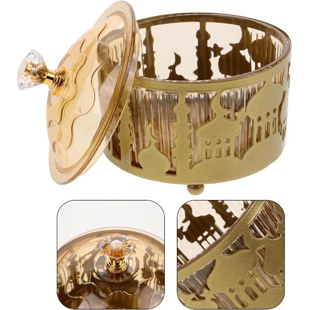 EXCEART Holiday Serving Platter Middle East Snack Tray with Cover for Eid Treats Nuts Dried Fruits Party Tea Dish Home Celebrations