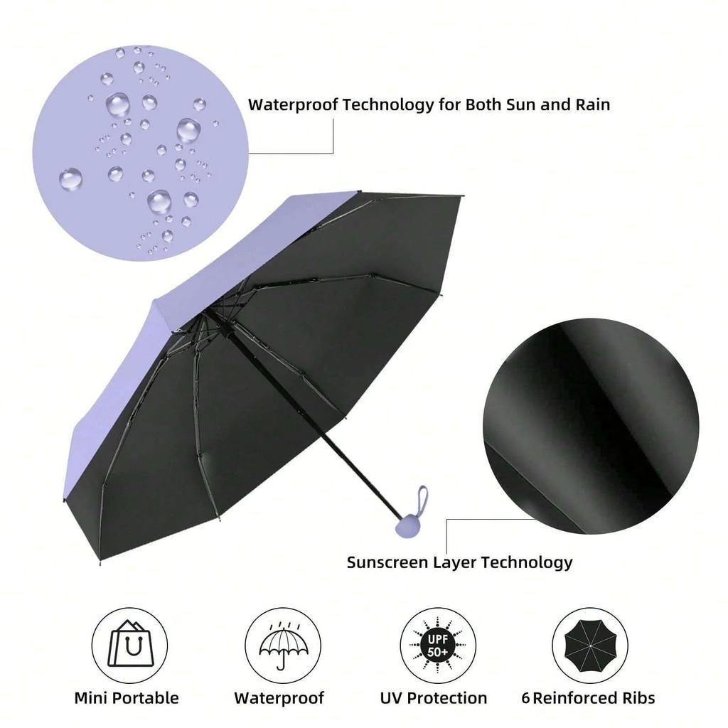 2025 1Pc Mini Sun Umbrella Pocket Rain Umbrella Vinyl Folding Uv Ultraviolet Protection Sun Shade Pocket Parasol Capsule