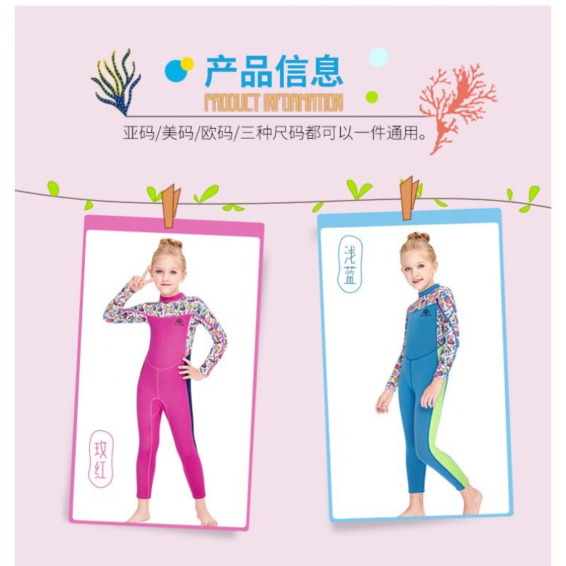 2.5MM Children's Diving Suit One-piece Long-sleeved Warm Girls 'Sunscreen Snorkeling Surfing Swimsuit