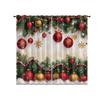 Color Christmas Ball Printed Perforated Curtains Insulation Multi Size Living Room Bedroom Holiday Decoration Set Of 2 Made Polyester Decor