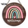 Farmhouse Classroom Sign Wooden Welcome for Door, to Our Round Smooth Surface Door Plaque Hanger, Front Hanging Sign, Back School Preschool Decoration